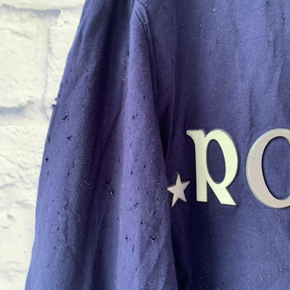 ROCKSTAR‎ Sushi Men's Size XL Distressed Blue Double Layer L/S Grunge Streetwear - Picture 7 of 10